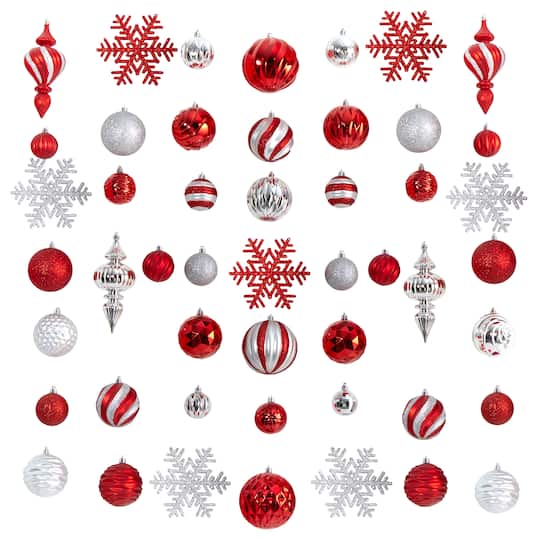 81ct. Holiday Deluxe Shatterproof Christmas Tree Ornament Box Set